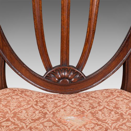 PAIR OF ANTIQUE HEPPLEWHITE SIDE CHAIRS ENGLISH FRUITWOOD HALL SEAT GEORGIAN - ADDITIONAL PHOTO 11
