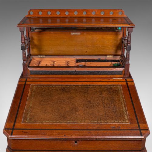 ANTIQUE AESTHETIC PERIOD DAVENPORT ENGLISH WALNUT WRITING DESK VICTORIAN - ADDITIONAL PHOTO 9