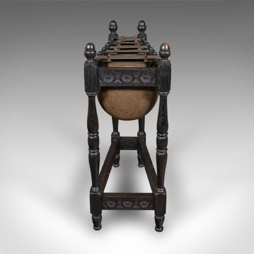 fig 2. Antique Marimbaphone, English Brass, Oak, Musical Instrument, Glockenspiel, 1920