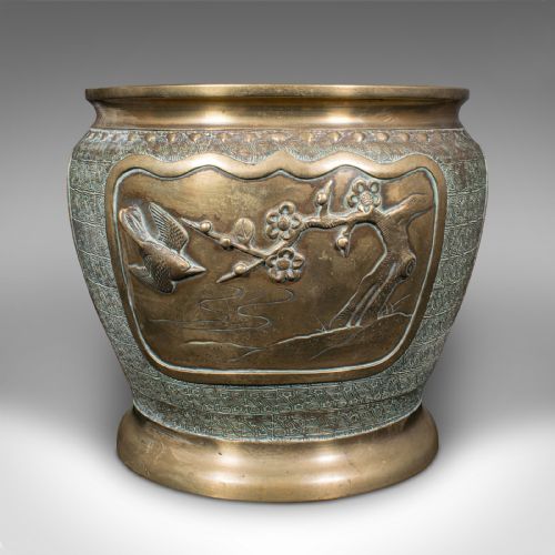 ANTIQUE EDO PERIOD DECORATIVE PLANTER JAPANESE BRONZE JARDINIERE VICTORIAN - ADDITIONAL PHOTO 1