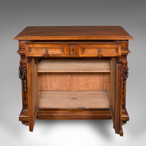 ANTIQUE DRAWING ROOM CABINET FRENCH WALNUT BUFFET NEOCLASSICAL VICTORIAN - ADDITIONAL PHOTO 2