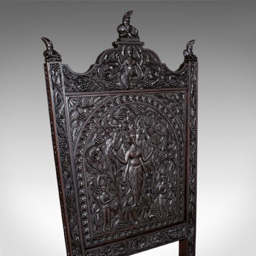 ANTIQUE CARVED VERANDA CHAIR CEYLONESE TEAK ORNATE SEAT VICTORIAN C1880 - ADDITIONAL PHOTO 5