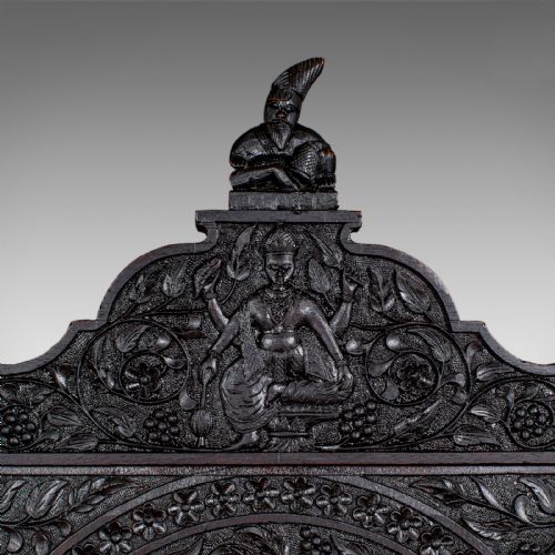 ANTIQUE CARVED VERANDA CHAIR CEYLONESE TEAK ORNATE SEAT VICTORIAN C1880 - ADDITIONAL PHOTO 6