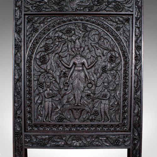 ANTIQUE CARVED VERANDA CHAIR CEYLONESE TEAK ORNATE SEAT VICTORIAN C1880 - ADDITIONAL PHOTO 7