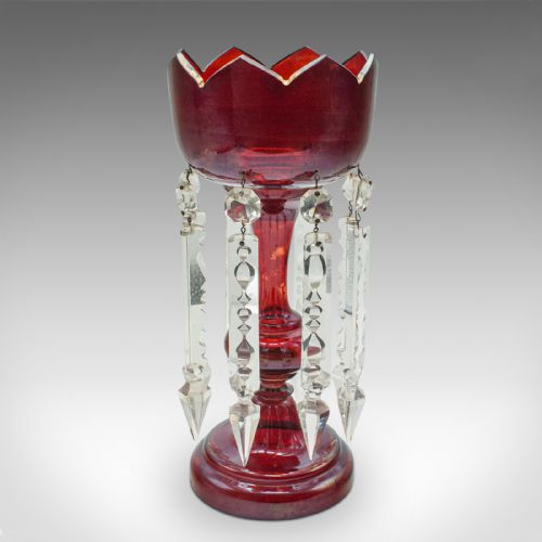 PAIR OF ANTIQUE CRANBERRY LUSTRES ENGLISH GLASS CANDLE LAMP VICTORIAN 1900 - ADDITIONAL PHOTO 5