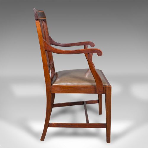ANTIQUE MORNING ROOM SIDE CHAIR ENGLISH WALNUT ELBOW SEAT SHOOLBRED EDWARDIAN - ADDITIONAL PHOTO 2