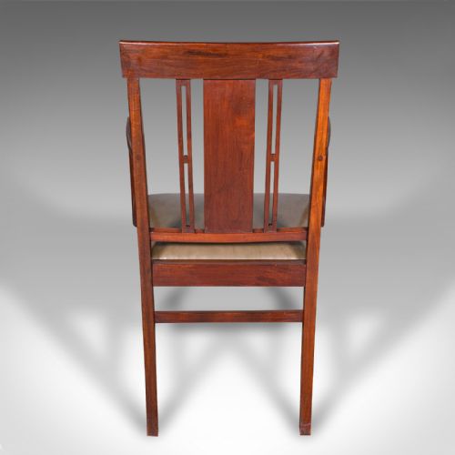 ANTIQUE MORNING ROOM SIDE CHAIR ENGLISH WALNUT ELBOW SEAT SHOOLBRED EDWARDIAN - ADDITIONAL PHOTO 3