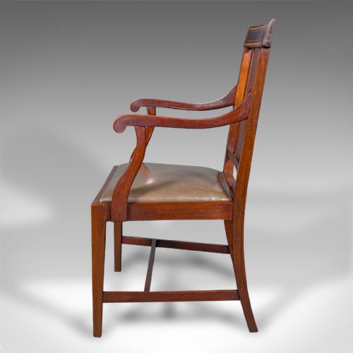 ANTIQUE MORNING ROOM SIDE CHAIR ENGLISH WALNUT ELBOW SEAT SHOOLBRED EDWARDIAN - ADDITIONAL PHOTO 4