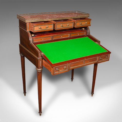 ANTIQUE LADY'S WRITING DESK FRENCH MARBLE ROLL TOP BUREAUX VICTORIAN C1850 - ADDITIONAL PHOTO 1