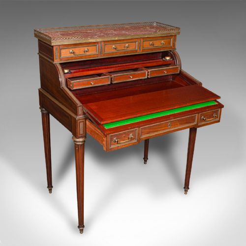 ANTIQUE LADY'S WRITING DESK FRENCH MARBLE ROLL TOP BUREAUX VICTORIAN C1850 - ADDITIONAL PHOTO 2