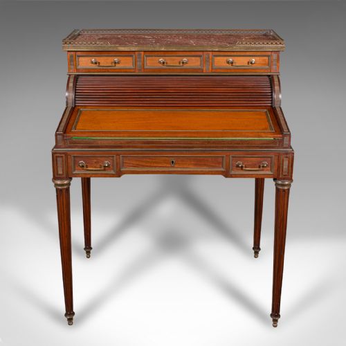 ANTIQUE LADY'S WRITING DESK FRENCH MARBLE ROLL TOP BUREAUX VICTORIAN C1850 - ADDITIONAL PHOTO 3