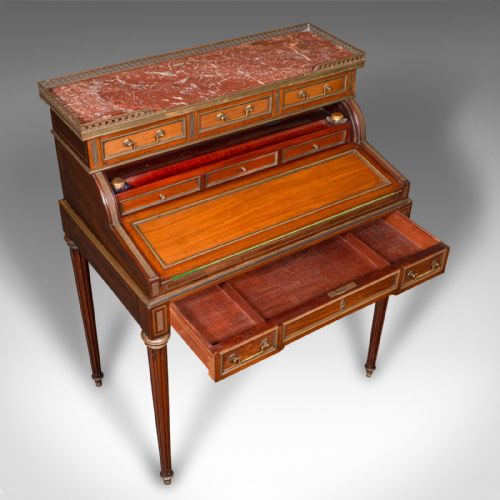 ANTIQUE LADY'S WRITING DESK FRENCH MARBLE ROLL TOP BUREAUX VICTORIAN C1850 - ADDITIONAL PHOTO 8