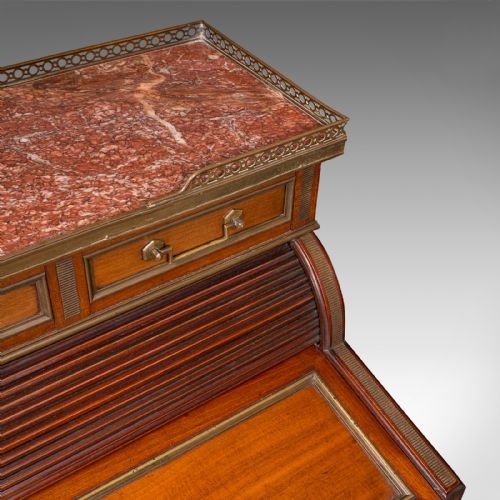 ANTIQUE LADY'S WRITING DESK FRENCH MARBLE ROLL TOP BUREAUX VICTORIAN C1850 - ADDITIONAL PHOTO 10