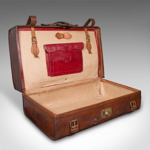 fig 1. Antique Country Gentleman's Suitcase, Scottish, Leather, Travel Case, Edwardian