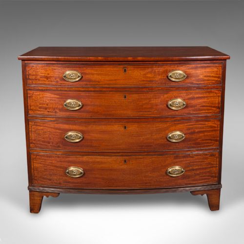 fig 1. Antique Bow Front Tallboy, English, Chest of Drawers, Bedroom, Georgian, C.1780