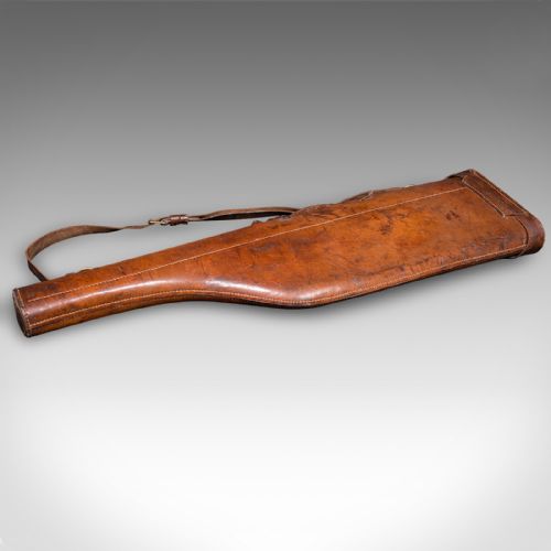 fig 2. Antique Gun Slip Case, English, Leather, Leg of Mutton Rifle Sleeve, Victorian