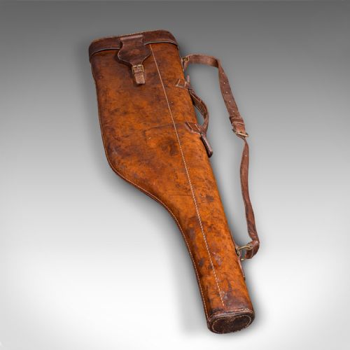 fig 3. Antique Gun Slip Case, English, Leather, Leg of Mutton Rifle Sleeve, Victorian