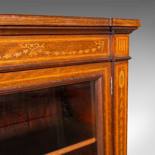 LARGE ANTIQUE GLAZED DISPLAY CABINET ENGLISH DRAWING ROOM BOOKCASE EDWARDIAN - ADDITIONAL PHOTO 10