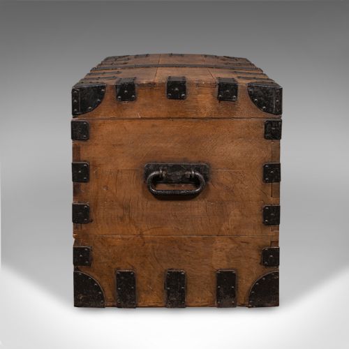 ANTIQUE SILVER CHEST ENGLISH OAK CAST IRON STORAGE TRUNK VICTORIAN C1860 - ADDITIONAL PHOTO 5