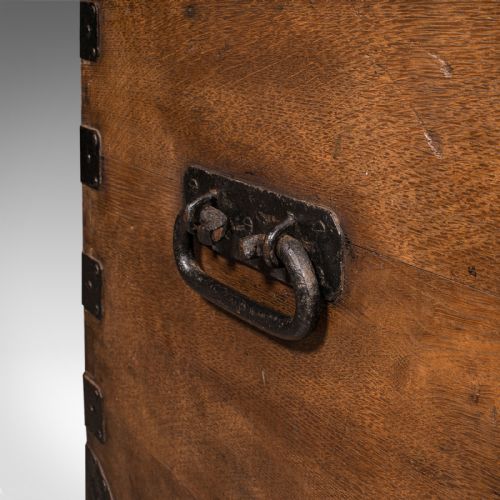 ANTIQUE SILVER CHEST ENGLISH OAK CAST IRON STORAGE TRUNK VICTORIAN C1860 - ADDITIONAL PHOTO 11