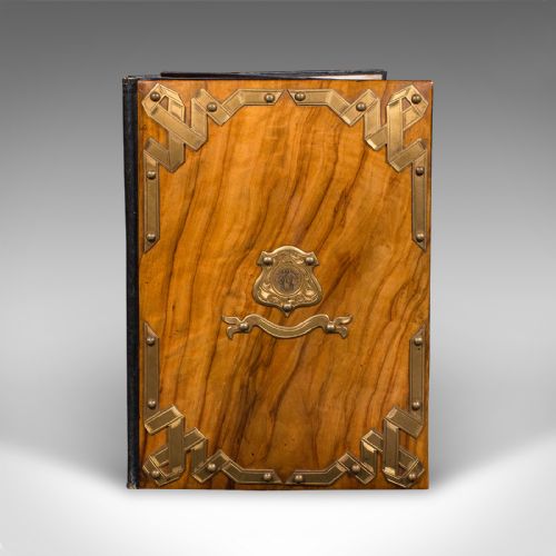 fig 1. Antique Sommelier's Wine List Folio, French, Walnut, Document Sleeve, Victorian