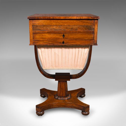 fig 3. Antique Dual Aspect Sewing Table, English, Ladies, Work Box, Regency, Circa 1820
