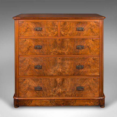 LARGE ANTIQUE GENTLEMAN'S TALLBOY ENGLISH WALNUT CHEST OF DRAWERS VICTORIAN - ADDITIONAL PHOTO 1