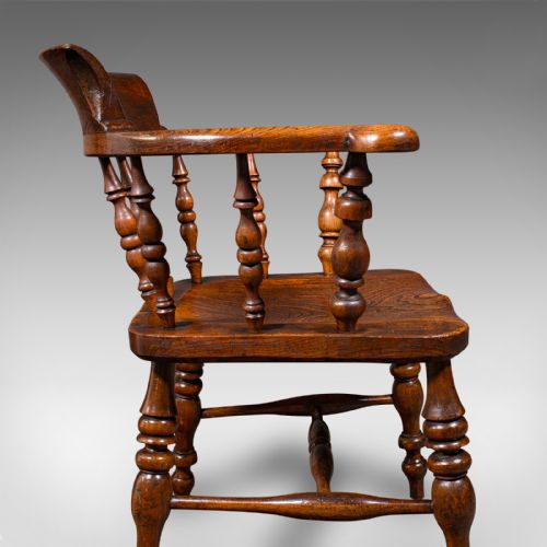 ANTIQUE COUNTRY HOUSE SMOKER'S BOW ENGLISH CAPTAIN'S CHAIR SEAT VICTORIAN - ADDITIONAL PHOTO 10