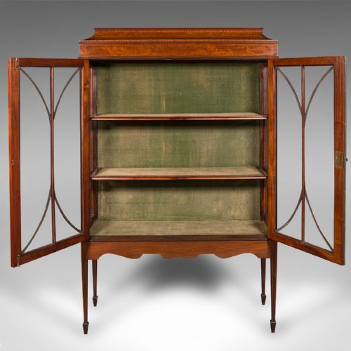 fig 3. Antique China Display Cabinet, English Glazed Bookcase, Edwardian, Regency Taste