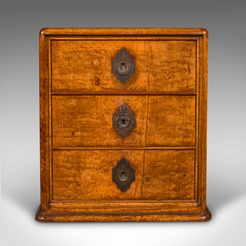 ANTIQUE REGENCY 3 DRAWER ENGLISH DESKTOP COLLECTOR CASE SATINWOOD CIGAR HUMIDOR - ADDITIONAL PHOTO 2