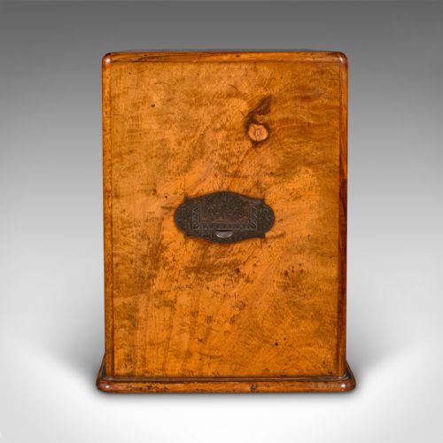 ANTIQUE REGENCY 3 DRAWER ENGLISH DESKTOP COLLECTOR CASE SATINWOOD CIGAR HUMIDOR - ADDITIONAL PHOTO 5
