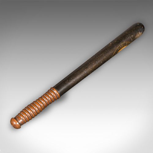 fig 1. Antique Decorative Truncheon, Scottish, Beech, Edinburgh Police Baton, Victorian