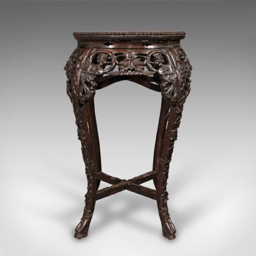 ANTIQUE CHINESE CARVED JARDINIRE STAND HARDWOOD PLANTER TABLE VICTORIAN 1870 - ADDITIONAL PHOTO 1