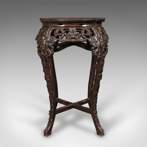 ANTIQUE CHINESE CARVED JARDINIRE STAND HARDWOOD PLANTER TABLE VICTORIAN 1870 - ADDITIONAL PHOTO 3