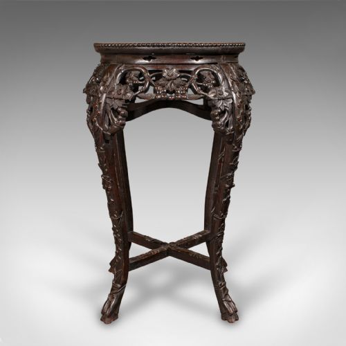 ANTIQUE CHINESE CARVED JARDINIRE STAND HARDWOOD PLANTER TABLE VICTORIAN 1870 - ADDITIONAL PHOTO 4