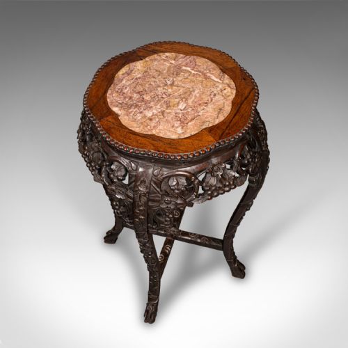ANTIQUE CHINESE CARVED JARDINIRE STAND HARDWOOD PLANTER TABLE VICTORIAN 1870 - ADDITIONAL PHOTO 5