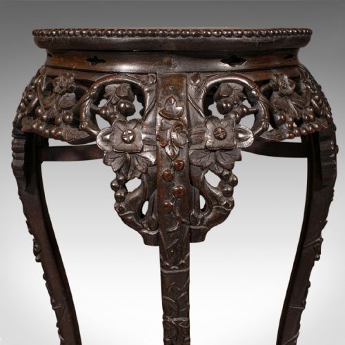 ANTIQUE CHINESE CARVED JARDINIRE STAND HARDWOOD PLANTER TABLE VICTORIAN 1870 - ADDITIONAL PHOTO 8