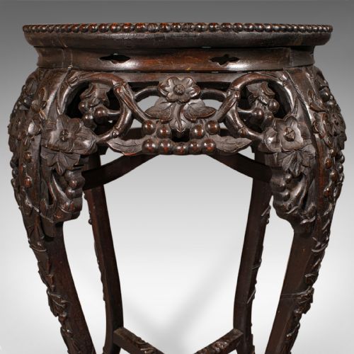 ANTIQUE CHINESE CARVED JARDINIRE STAND HARDWOOD PLANTER TABLE VICTORIAN 1870 - ADDITIONAL PHOTO 9