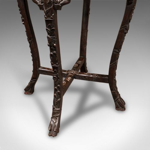 ANTIQUE CHINESE CARVED JARDINIRE STAND HARDWOOD PLANTER TABLE VICTORIAN 1870 - ADDITIONAL PHOTO 10