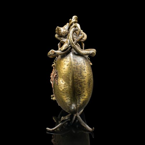 fig 3. Antique Decorative Planter Dish, Japanese, Brass, Copper, Jardiniere, Victorian
