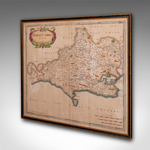 LARGE ANTIQUE 17TH CENTURY DORSET MAP FRAMED CARTOGRAPHY ATLAS ROBERT MORDEN - ADDITIONAL PHOTO 2