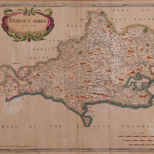 LARGE ANTIQUE 17TH CENTURY DORSET MAP FRAMED CARTOGRAPHY ATLAS ROBERT MORDEN - ADDITIONAL PHOTO 3