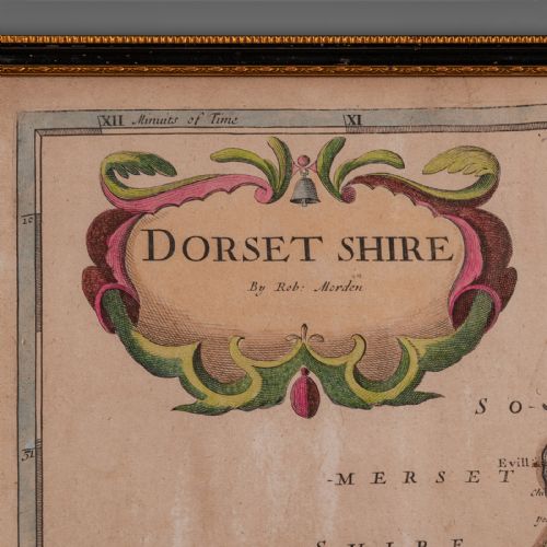 LARGE ANTIQUE 17TH CENTURY DORSET MAP FRAMED CARTOGRAPHY ATLAS ROBERT MORDEN - ADDITIONAL PHOTO 4