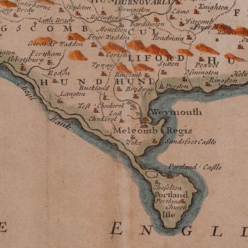 LARGE ANTIQUE 17TH CENTURY DORSET MAP FRAMED CARTOGRAPHY ATLAS ROBERT MORDEN - ADDITIONAL PHOTO 7
