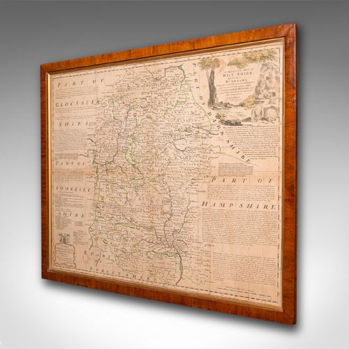 LARGE ANTIQUE WILTSHIRE MAP COUNTY CARTOGRAPHY FRAMED ENGLISH 18TH CENTURY - ADDITIONAL PHOTO 2