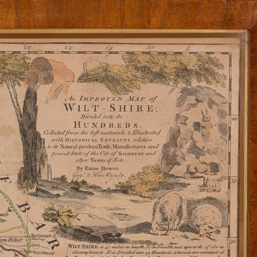 LARGE ANTIQUE WILTSHIRE MAP COUNTY CARTOGRAPHY FRAMED ENGLISH 18TH CENTURY - ADDITIONAL PHOTO 4
