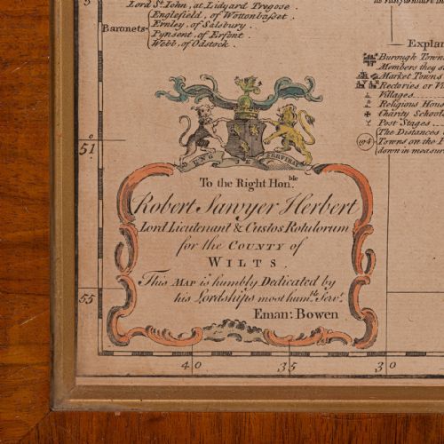 LARGE ANTIQUE WILTSHIRE MAP COUNTY CARTOGRAPHY FRAMED ENGLISH 18TH CENTURY - ADDITIONAL PHOTO 7