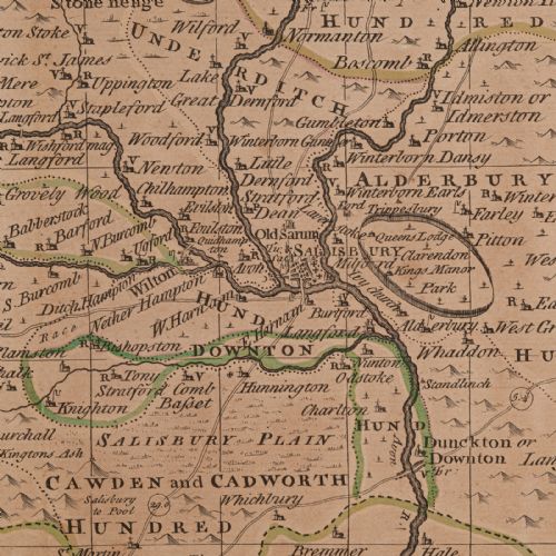 LARGE ANTIQUE WILTSHIRE MAP COUNTY CARTOGRAPHY FRAMED ENGLISH 18TH CENTURY - ADDITIONAL PHOTO 10