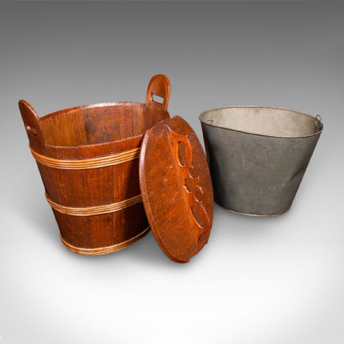 ANTIQUE LIDDED WASTE BIN GEORGIAN DUTCH OAK FRUITWOOD FIRESIDE STORE C1800 - ADDITIONAL PHOTO 1