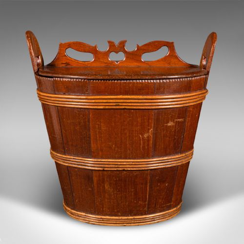 ANTIQUE LIDDED WASTE BIN GEORGIAN DUTCH OAK FRUITWOOD FIRESIDE STORE C1800 - ADDITIONAL PHOTO 2